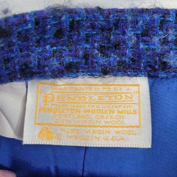 VINTAGE 70s Pendleton suit blue tweed academia wool skirt set S/M - Picture 10 of 14